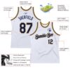 Custom White Navy-Old Gold Authentic Throwback Basketball Jersey