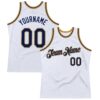 Custom White Navy-Old Gold Authentic Throwback Basketball Jersey