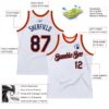 Custom White Navy-Orange Authentic Throwback Basketball Jersey