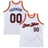 Custom White Navy-Orange Authentic Throwback Basketball Jersey