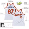 Custom White Orange-Navy Authentic Throwback Basketball Jersey