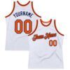 Custom White Orange-Navy Authentic Throwback Basketball Jersey