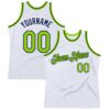 Custom White Neon Green-Navy Authentic Throwback Basketball Jersey