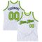 Custom White Neon Green-Navy Authentic Throwback Basketball Jersey