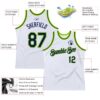 Custom White Navy-Neon Green Authentic Throwback Basketball Jersey