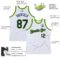 Custom White Navy-Neon Green Authentic Throwback Basketball Jersey