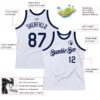 Custom White Navy Authentic Throwback Basketball Jersey
