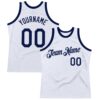 Custom White Navy Authentic Throwback Basketball Jersey