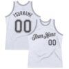 Custom White Steel Gray-Gray Authentic Throwback Basketball Jersey