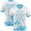 Custom White Sky Blue 3D Pattern Splash Authentic Football Jersey
