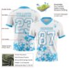 Custom White Sky Blue 3D Pattern Splash Authentic Football Jersey