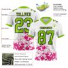 Custom White Neon Green Hot Pink-Black 3D Pattern Splash Authentic Football Jersey