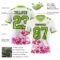 White2252-2 Custom White Neon Green Hot Pink-Black 3D Pattern Splash Authentic Football Jersey