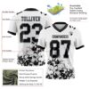 Custom White Black-Gray 3D Pattern Splash Authentic Football Jersey