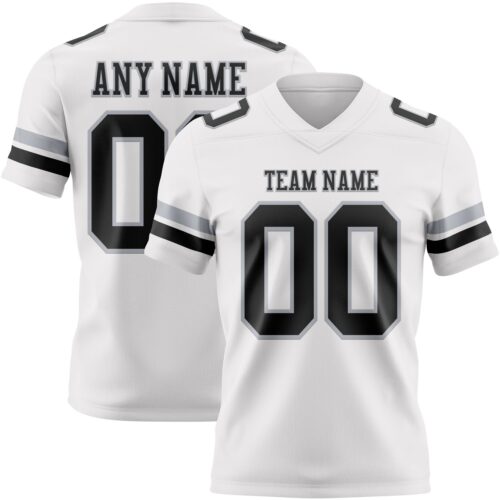 White2282 Custom White Black-Gray Authentic Football Jersey
