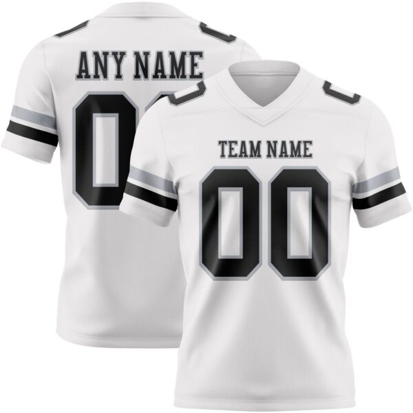 Custom White Black-Gray Authentic Football Jersey