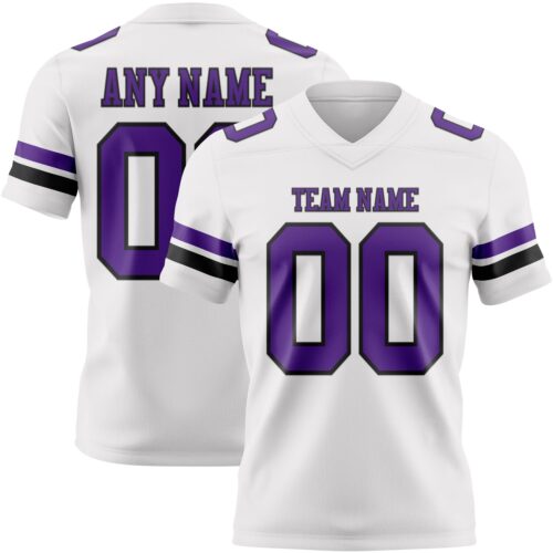 White2283 Custom White Purple-Black Authentic Football Jersey
