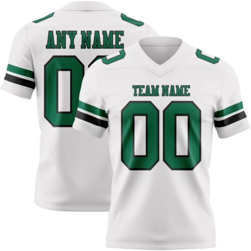 White2284 Custom White Kelly Green-Black Authentic Football Jersey