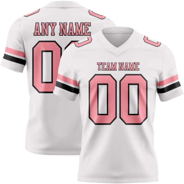 Custom White Medium Pink-Black Authentic Football Jersey