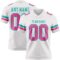 White2295 Custom White Pink-Aqua Authentic Football Jersey