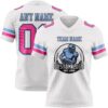 Custom White Pink Black-Light Blue Authentic Football Jersey