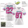 Custom White Pink Black-Light Blue Authentic Football Jersey
