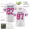 White2296-2 Custom White Pink Black-Light Blue Authentic Football Jersey