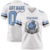 Custom White Light Blue-Steel Gray Authentic Football Jersey