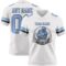 Custom White Light Blue-Steel Gray Authentic Football Jersey