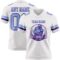 White2302-1-1 Custom White Light Blue-Purple Authentic Football Jersey
