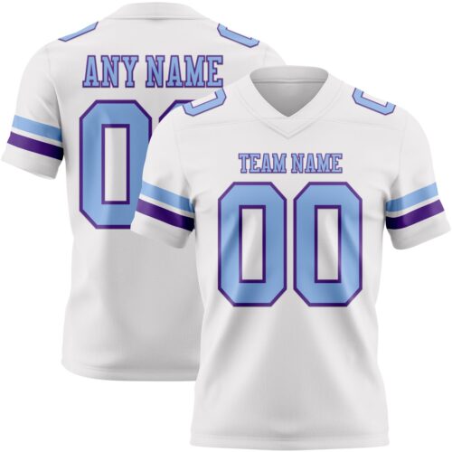 White2302 Custom White Light Blue-Purple Authentic Football Jersey