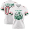 Custom White Medium Pink-Kelly Green Authentic Football Jersey