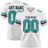 Custom White Aqua-Crimson Authentic Football Jersey