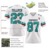 Custom White Aqua-Crimson Authentic Football Jersey