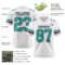 White2318-2 Custom White Aqua-Crimson Authentic Football Jersey