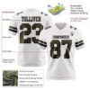 Custom White Olive-Black Authentic Football Jersey