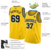Custom Yellow Navy-Light Blue Authentic Basketball Jersey