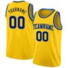 Custom Yellow Navy-Light Blue Authentic Basketball Jersey