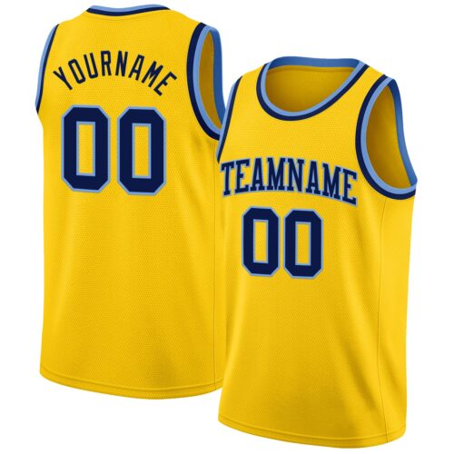 Yellow0043 Custom Yellow Navy-Light Blue Authentic Basketball Jersey
