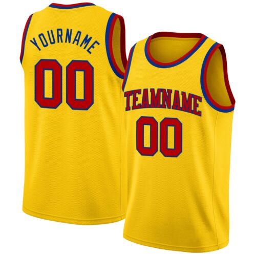 Custom Yellow Red-Royal Authentic Basketball Jersey