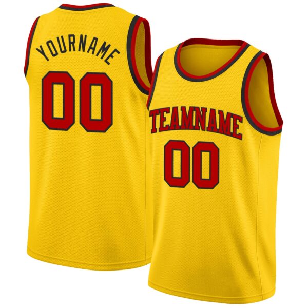 Custom Yellow Red-Black Authentic Basketball Jersey
