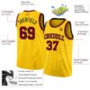 Custom Yellow Maroon-Black Authentic Basketball Jersey