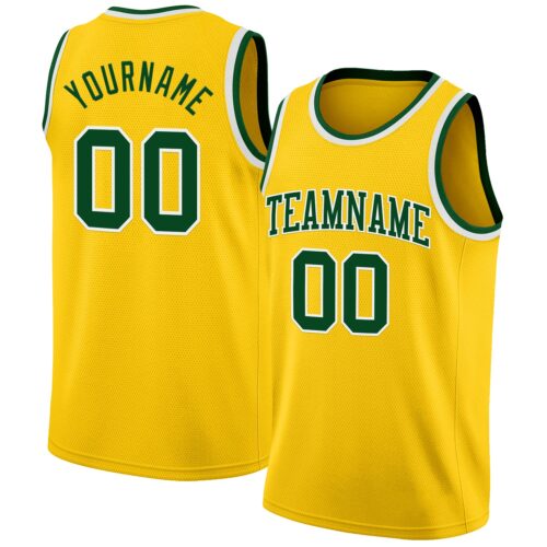 Yellow0049 Custom Yellow Green-White Authentic Basketball Jersey