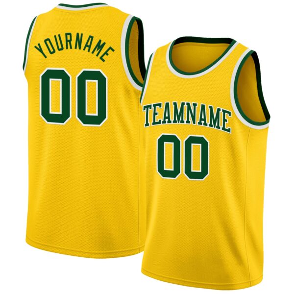 Custom Yellow Green-White Authentic Basketball Jersey