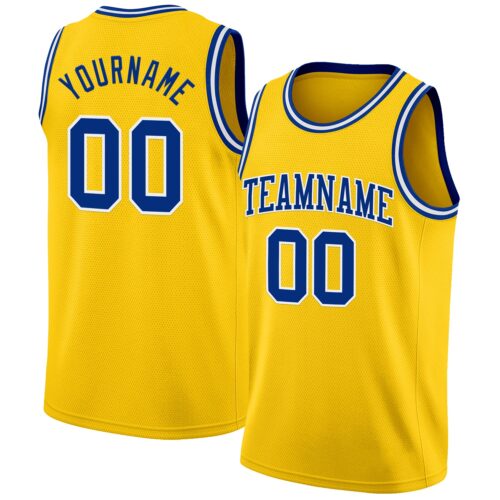 Yellow0052 Custom Yellow Royal-White Authentic Basketball Jersey