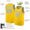 Custom Yellow Light Blue-White Authentic Basketball Jersey