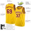 Custom Yellow Maroon-White Authentic Basketball Jersey