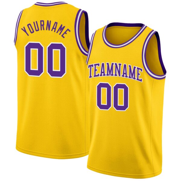 Custom Yellow Purple-White Authentic Basketball Jersey