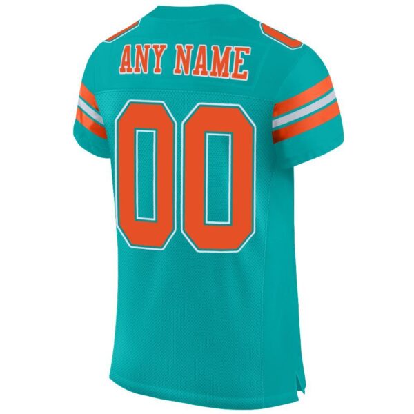 aqua_0001-3 Custom Aqua Orange-White Mesh Authentic Football Jersey