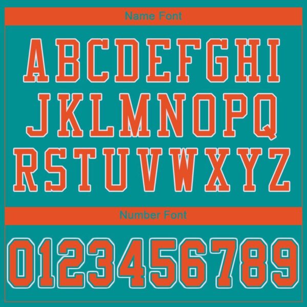 aqua_0001-4 Custom Aqua Orange-White Mesh Authentic Football Jersey